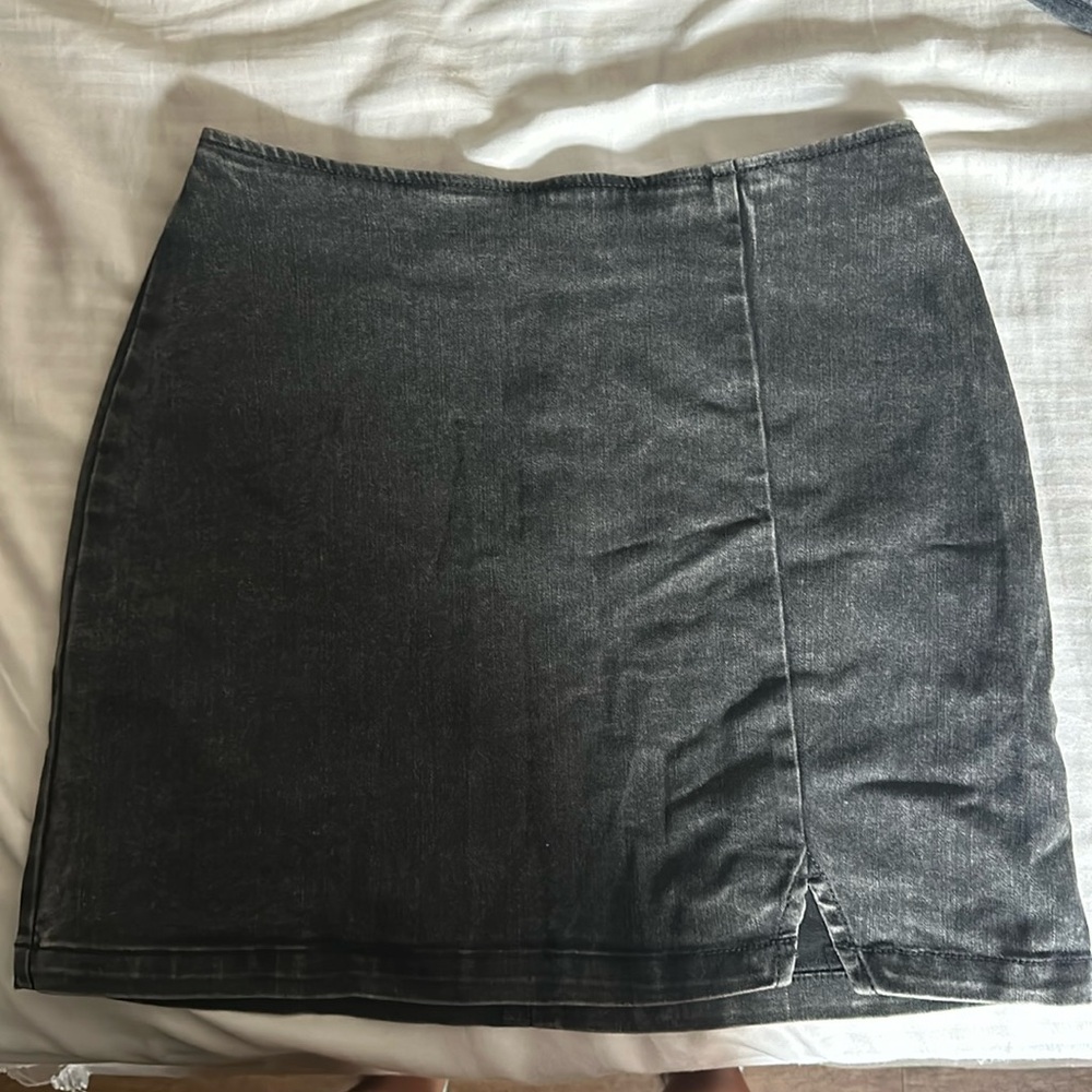 black jean mini skirt